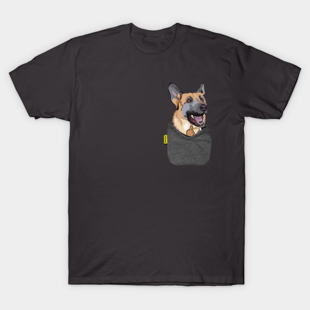 German Shepherd FU Pocket T-Shirt by darklordpug